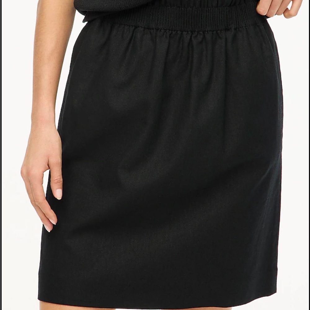 J. Crew Black Mini Ruched Waist Pleated Skirt